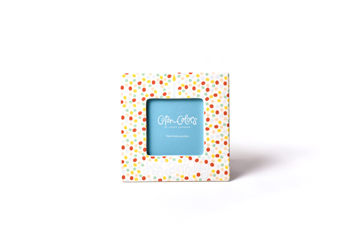 Front View of Blue Small Dot Birthday Square Frame