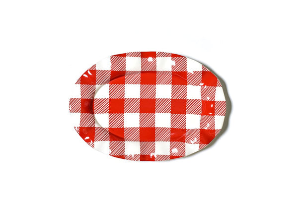 Buffalo Check Ruffle Oval Serving Platter in Red