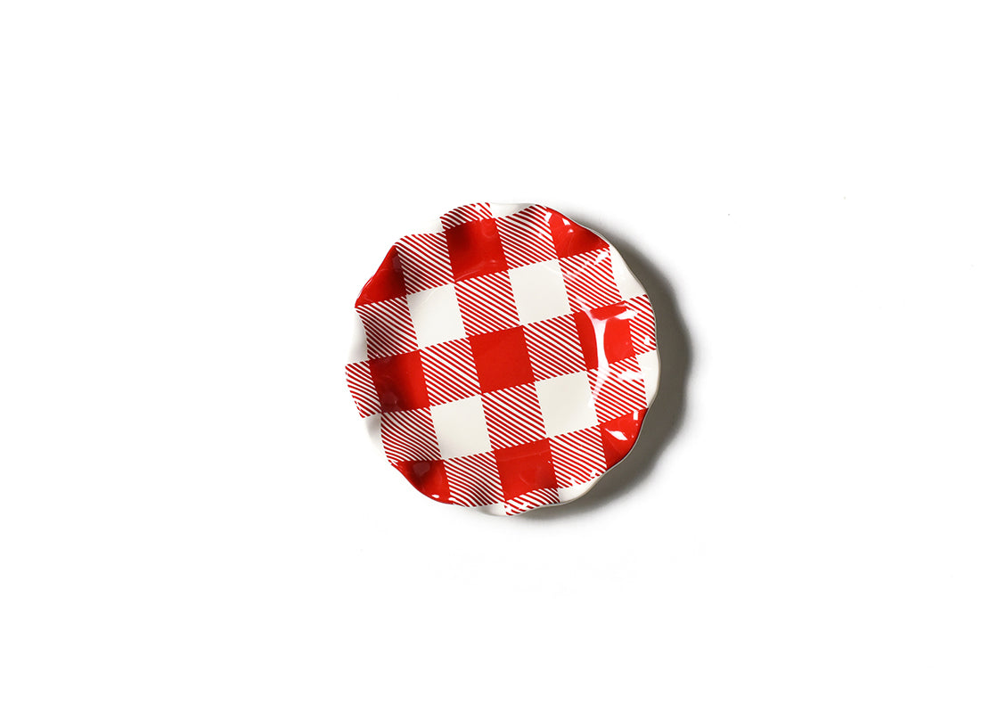 Overhead View of Buffalo Ruffle Salad Plate in Checkered Pattern