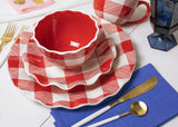 Casual Place Setting with Red Check Pattern Buffalo Plaid Salad Plate