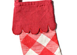 Close Up of Solid Red Trim on Red Buffalo Check Stocking 