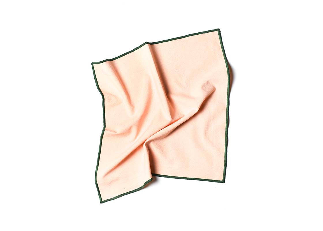 Overhead View of Crumpled Napkin Blush and Pine Color Block Napkin Showcasing Texture and Personality