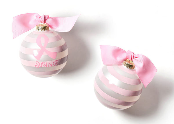 Inspirational Breast Cancer Survivor Ornament with Pink Bow