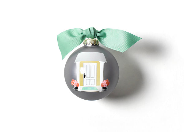 Front Door Picture on Home Sweet Home Ornament with Green Bow