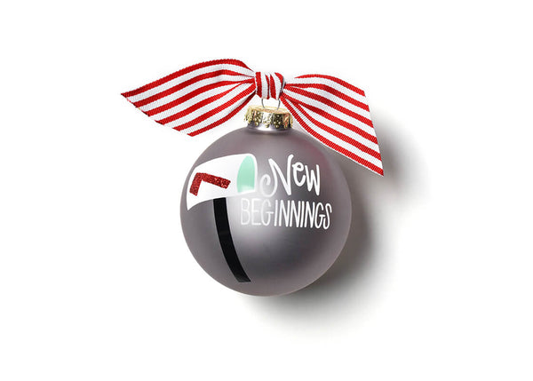 New Beginnings Mailbox Ornament with Red Striped Bow