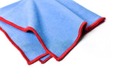 Sustainable Linen with Red Embroiderred Detail on French Blue and Red Color Block Napkin