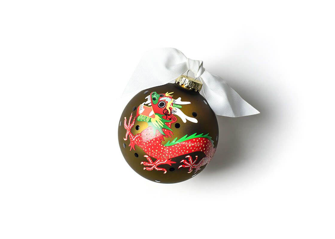 Front View of Chinese Dragon Glass Ornament