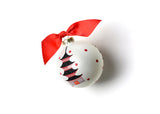 Chinese Pagoda Red Dots on White Glass Ornament