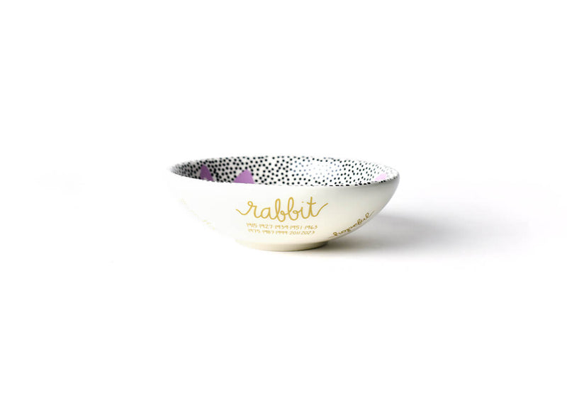 Rabbit Gold Lettering on Side of Chinese Zodiac Rabbit Bowl