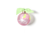 White Writing Pink Ornament Elephant Design with Green Striped Bow