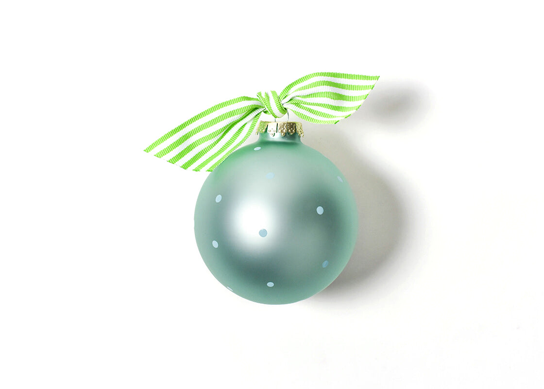 Back View of Blue Baby's First Christmas Giraffe Glass Ornament Showing Design Details