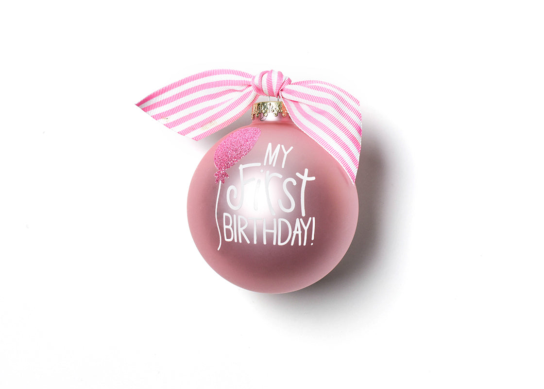 My First Birthday Baby Girl Personalized Glass Ornament