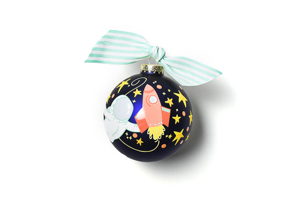 Out In Space Ornament with Mint Green Striped Bow