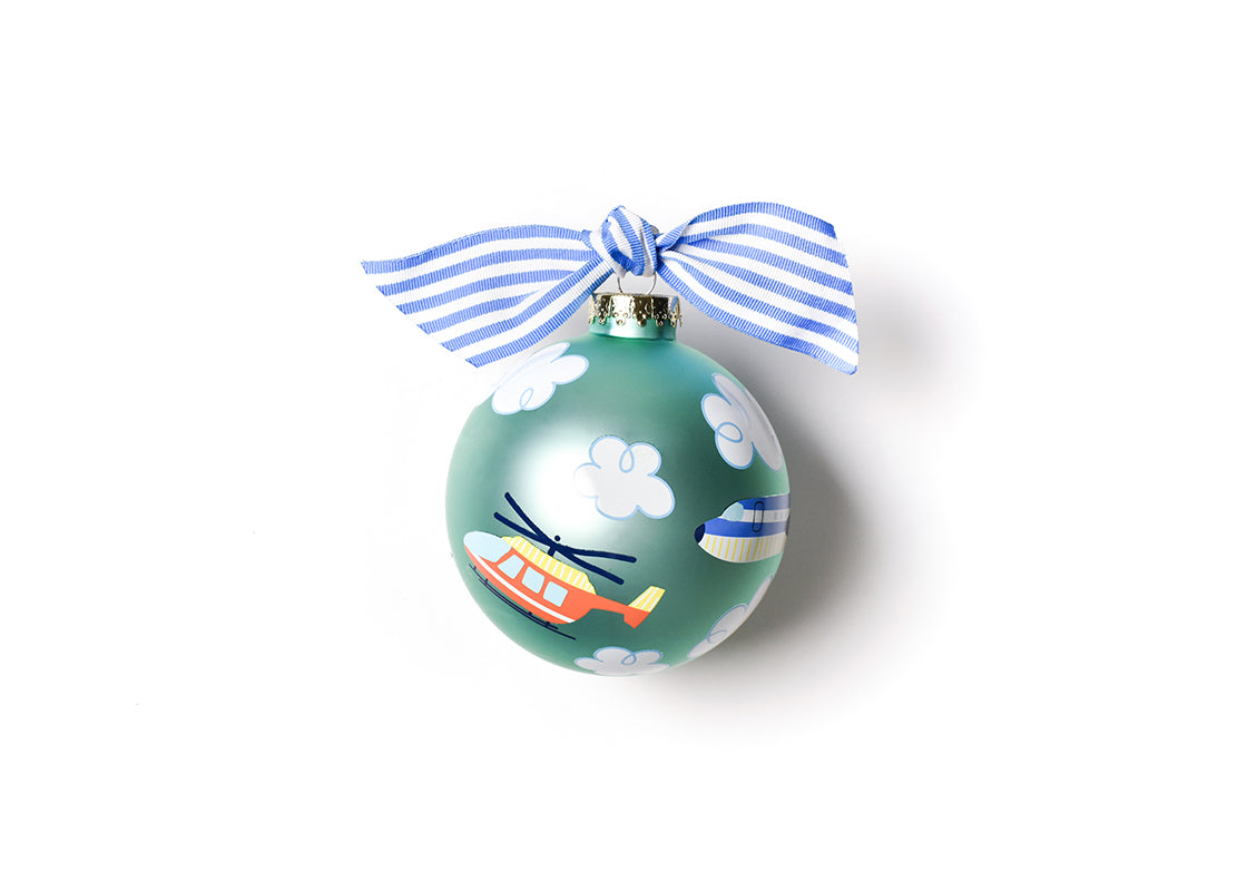 Right Side View of Around the World Plane Glass Ornament