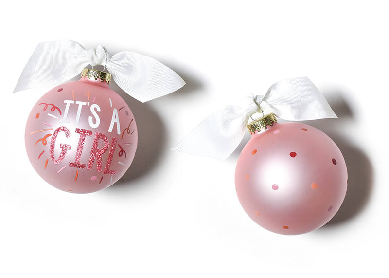 Pink Sparkle Writing It’s A Girl Ornament Popper Design