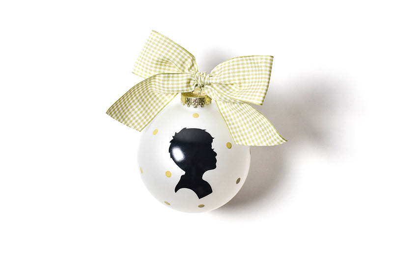 Boy Silhouette Glass Ornament with Gold Dots