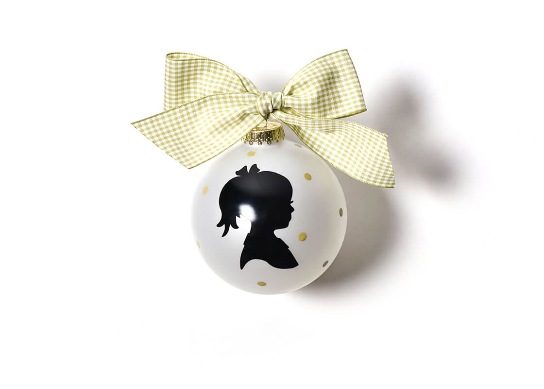 Front View of Girl Silhouette Glass Ornament