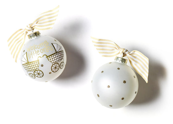 Metallic Gold Dots and Carriage on Welcome Little Ones Ornament