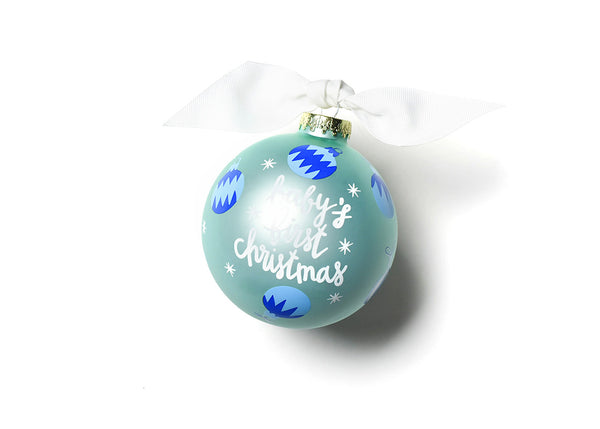 Blue Baby's First Christmas Glass Ornament