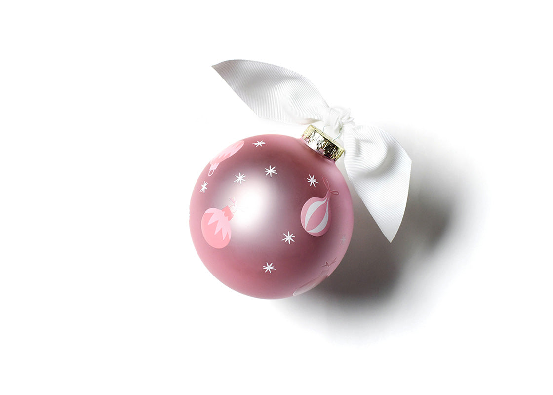 Back View of Pink Baby's First Christmas Glass Ornament Showing Design Details