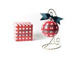 Custom Box and Ornament Stand Merry Christmas Red Check Ornament