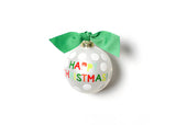 Happy Christmas Dot Ornament with Green Bow