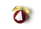 Red with Gold Stars Peace Love Joy Luminary Tree Christmas Ornament with Gold Bow