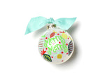 White Merry Merry Baubles Ornament with Turquoise Bow