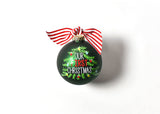 Colorful Dots on Our First Christmas Ornament with Red Bow