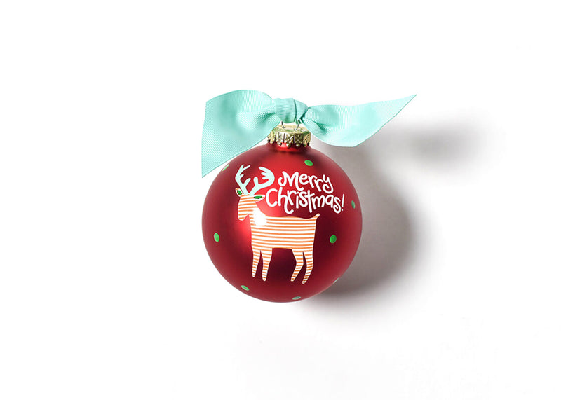 Reindeer and Festive White Writing Merry Christmas Reindeer Ornament 