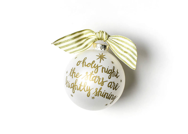 White Background and Gold Stars Around Gold Lettering Stars are Brightly Shining Religious Ornament for Christmas