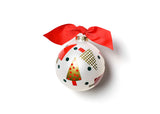Glass Triangle Trees Ornament with Red Bow