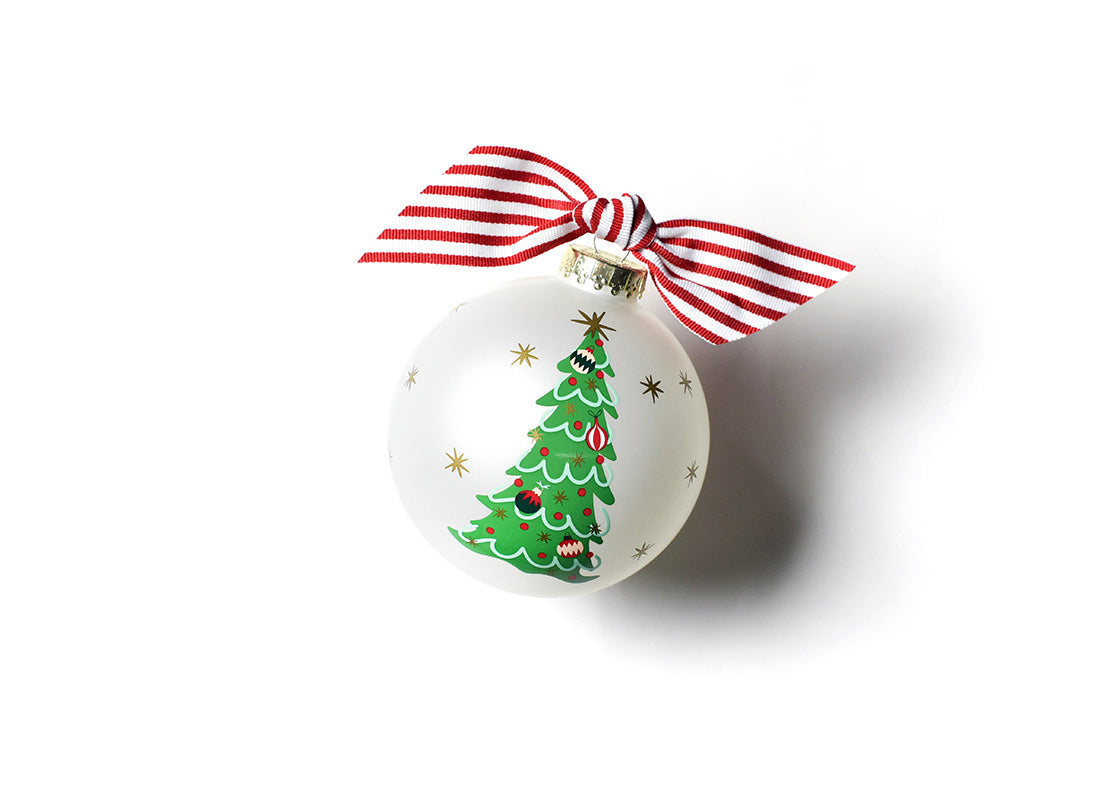 Front View of Trimmed Tree Glass Ornament