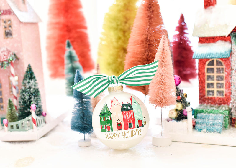 Vintage Village Ornament in Colorful Miniature Christmas Village