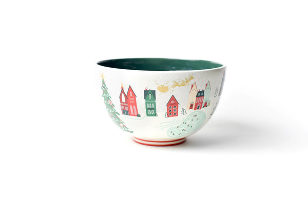 Christmas in the Village Scene 9in Footed Bowl