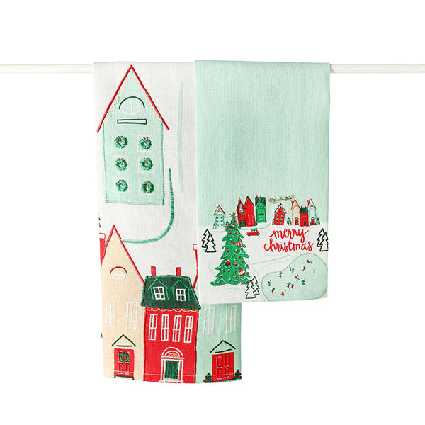 Coton Colors Christmas in The Village Town Medium Hand Towel