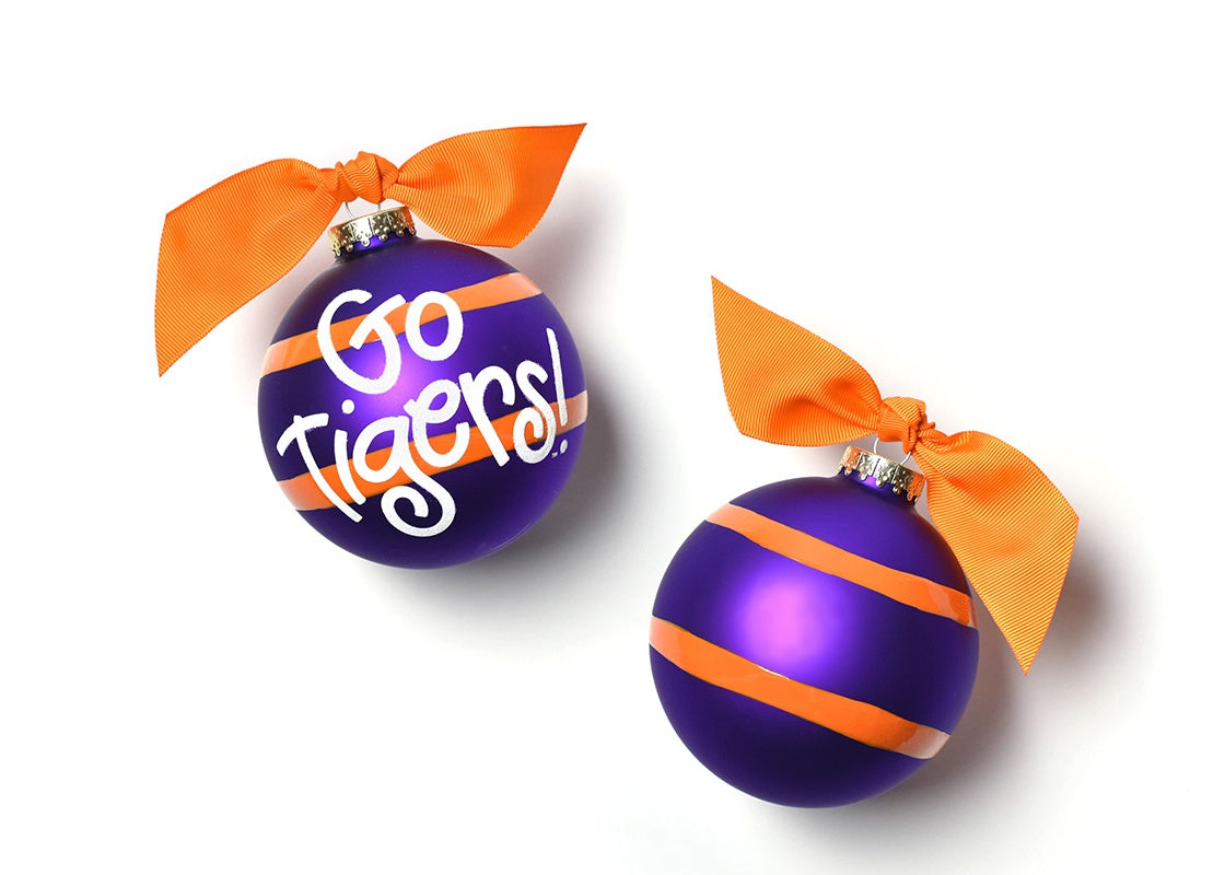 Clemson University Stripe Glass Ornament