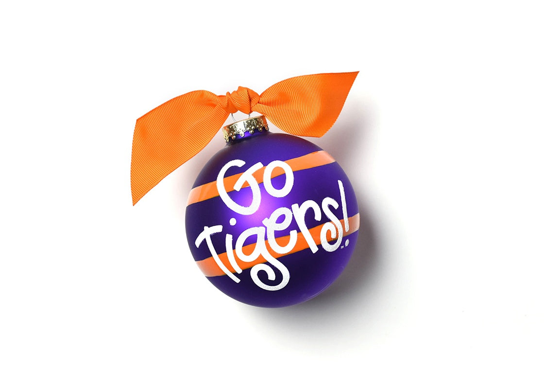 Clemson University Stripe Glass Ornament