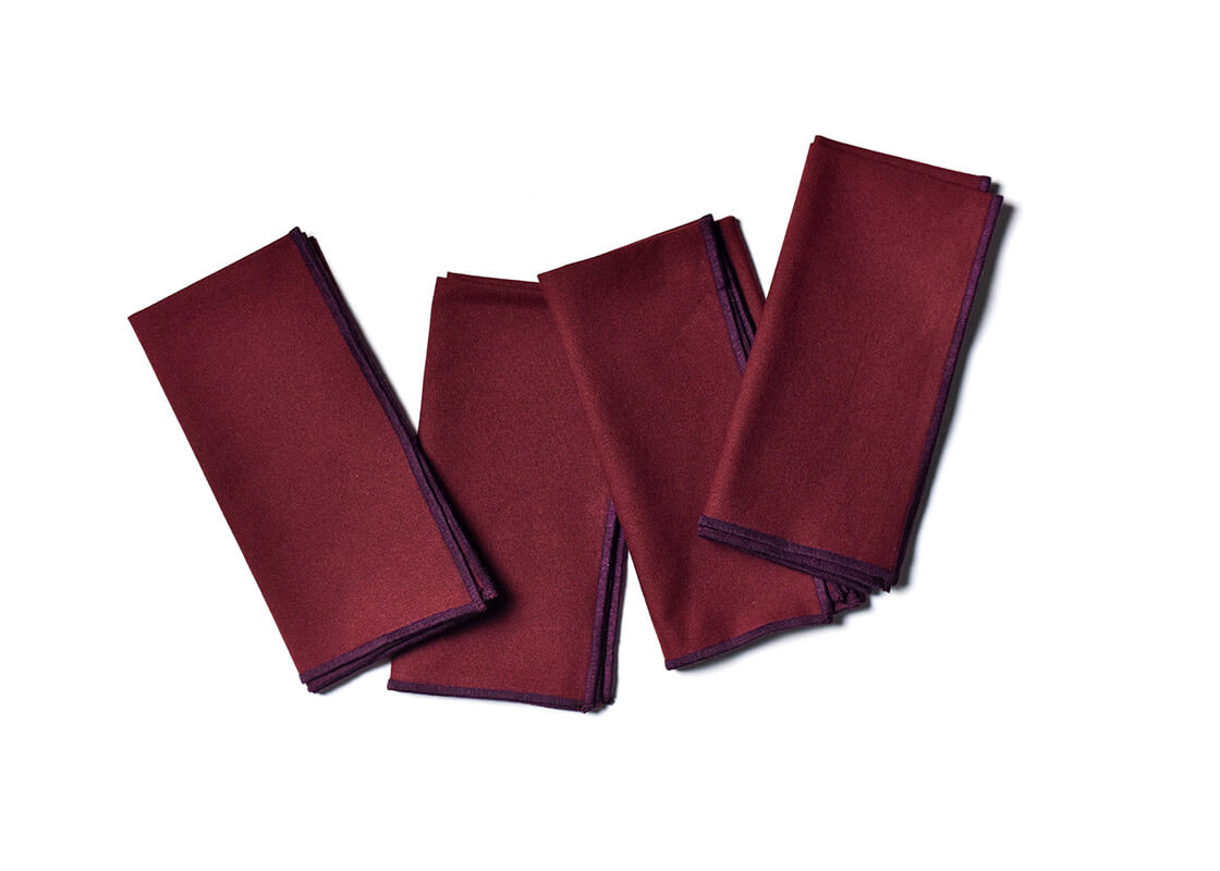 Overhead View of Folded Coquette Color Block Napkins Set of 4 Showing all Pieces in Set