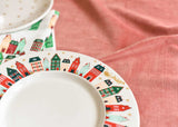 Flying Santa Rimmed Dinner Plate, Set of 4