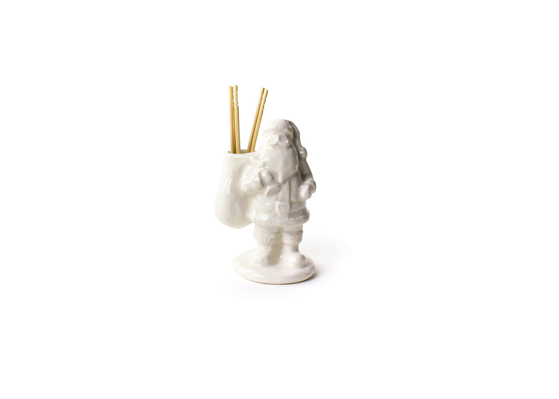 Front View of Standing Santa Toothpick Holder with Toothpicks Placed for Serving