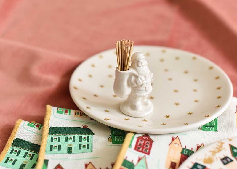 Toothpick Holder Standing Santa Design with Coordinating Holiday Decor