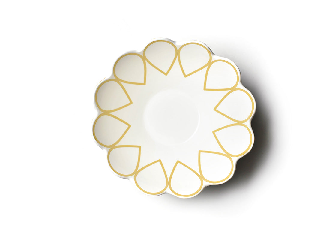 Interior view of Deco Gold Scallop Serving Bowl Showcasing Design Details on Inside