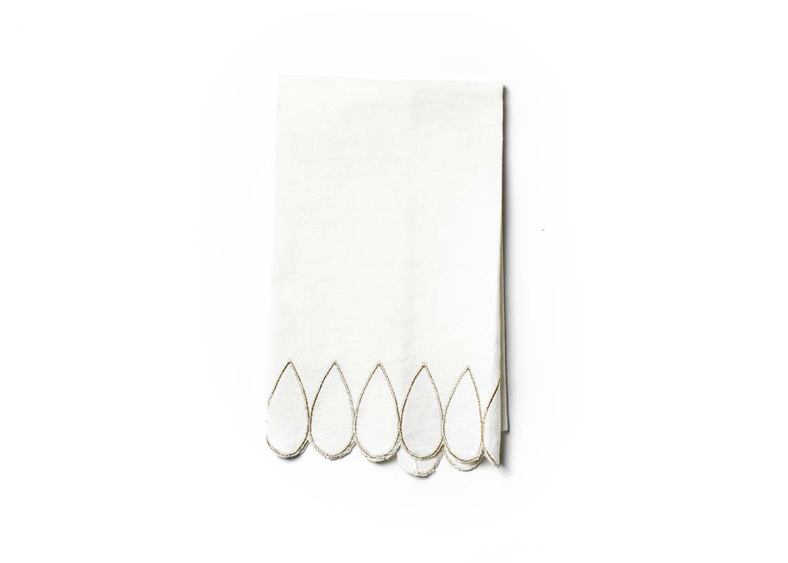Overhead View of Deco Gold Scallop Medium Hand Towel Showing Design when Folded