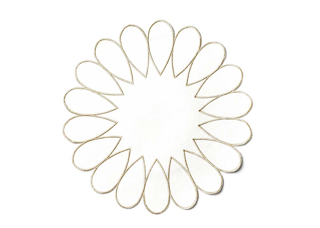 Overhead View of On Placemat in Deco Gold Scallop Round Placemat Showing Full Design