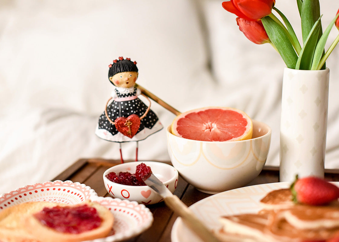 Close up of Kisses Dipping Bowl on Breakfast Tablescape