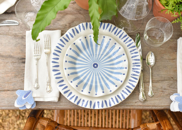 Coordinating Dinnerware in Iris Blue Designs