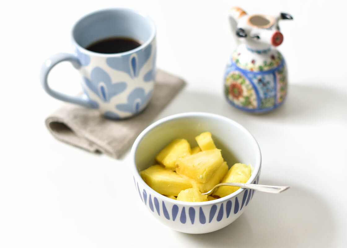 Overhead View of Breakfast Served in Iris Blue Designs