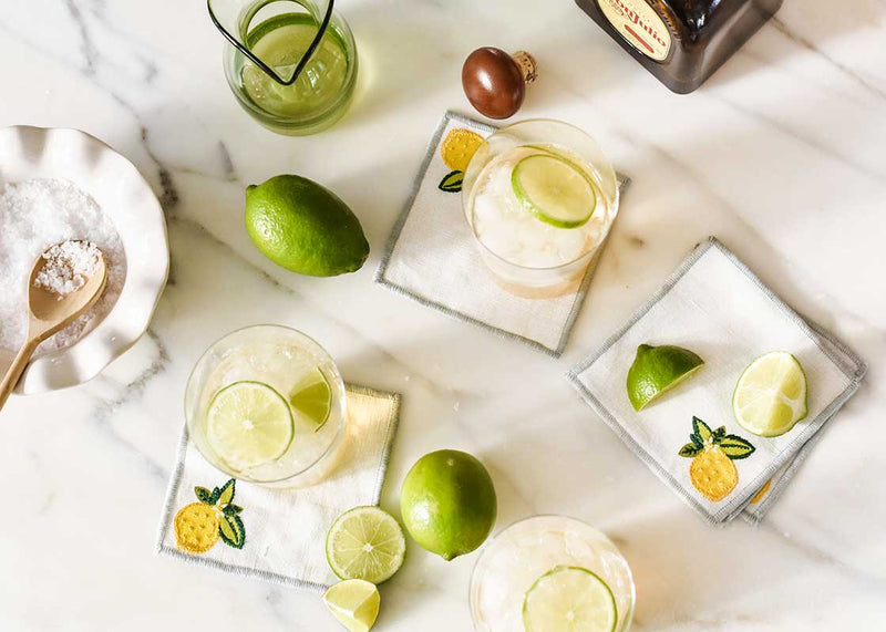 Elevate Happy Hour with Linen Cocktail Napkins Lemon CItrus Design