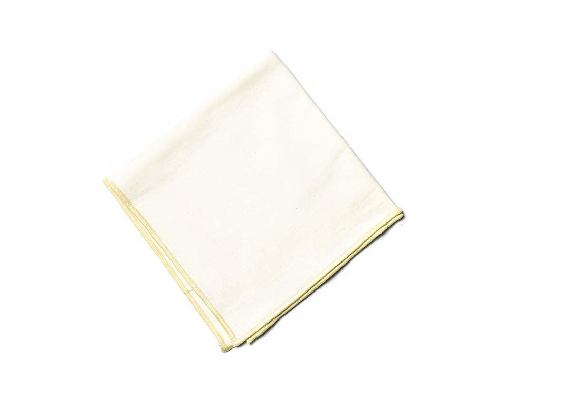 Overhead View of Folded Square Ecru Color Block Napkin Showcasing Closer Look at Design Details